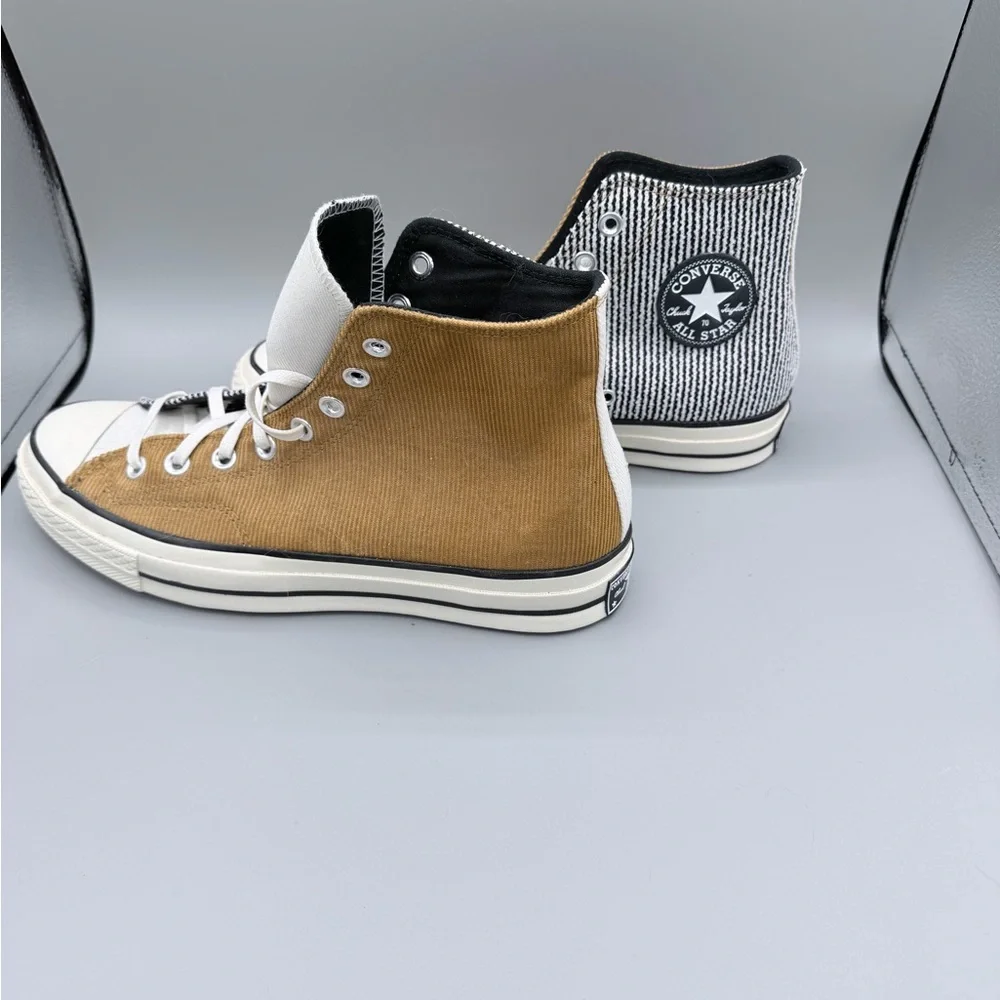 Converse Two-Tone High Top Sneakers in Brown, Black & White - Picture 2 of 4